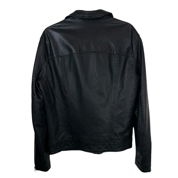 All Saints Lomi Sheep Leather Asymmetrical Zip Biker Moto Jacket Black Sz Medium - Picture 9 of 9